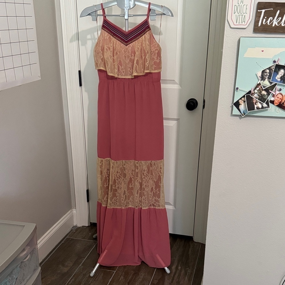 Flying Tomato Pink and Cream Maxi Dress